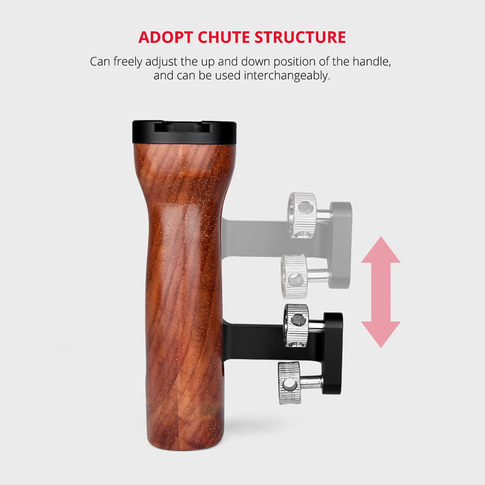 Andoer Universele Camera Kooi Houten Handvat Links/Rechts Hand Grip Met Koud Shoe Mount 1/4 Inch &amp; 3/8 inch Schroefgaten