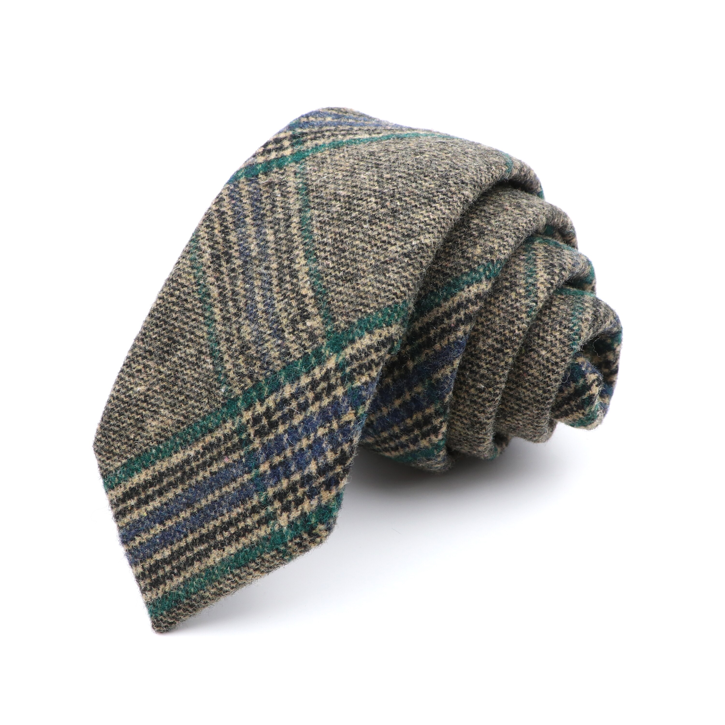 Klassisk brun grå rutig randig ullslips smal krage smal kashmir slips för man kostym fest casual accessoar kravat