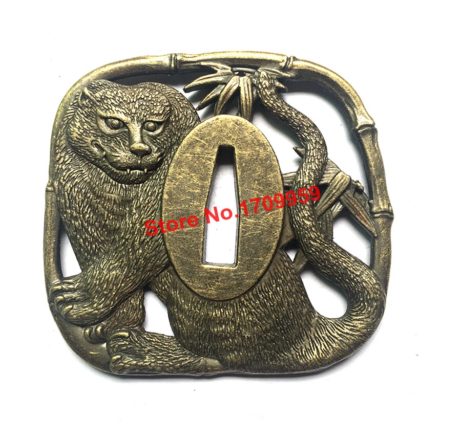 Nice Metal Crafts Tiger Theme Sword Guard for Katana/Wakizashi/Tanto Fittings Set Tsuba+Menuki+Fuchi+Kashira+Handle+Habaki+Seppa: Tsuba