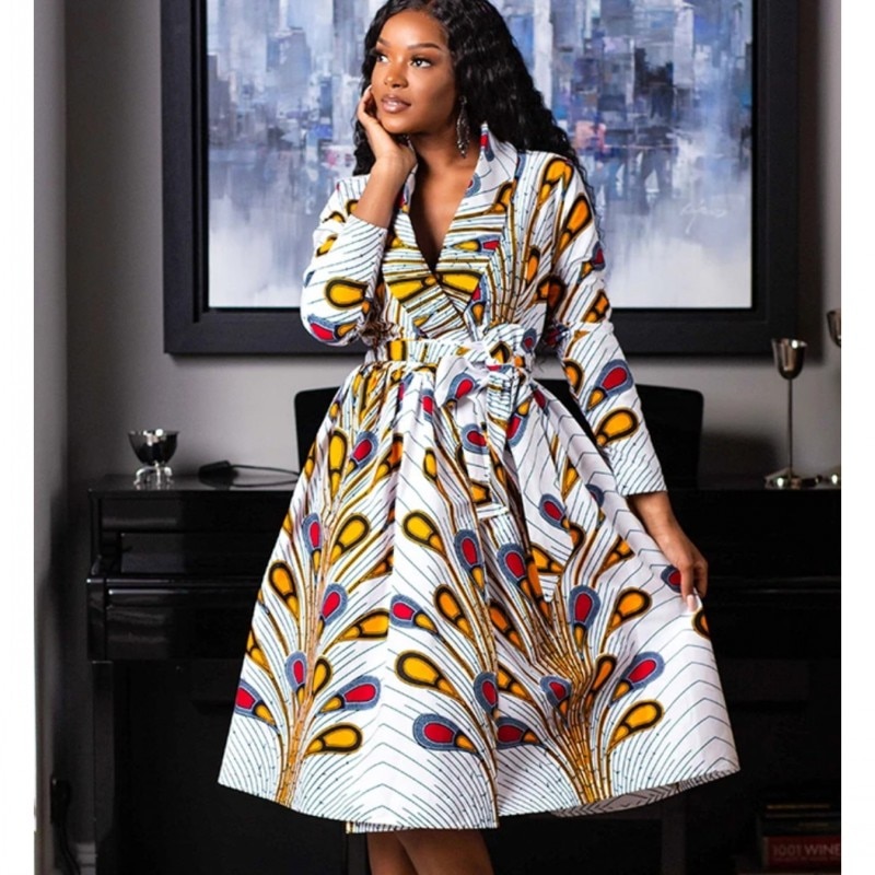 2020 nova moda vestidos africanos para as mulheres outono inverno dashiki áfrica estilo imprimir rico bazin dashiki vestidos midi superior