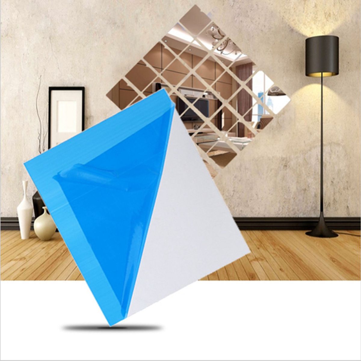 40PCS Acrylic Square Wall Stickers Mirror Paste On Restaurant Aisle Floor Living Room Personality Decorative Mirrors