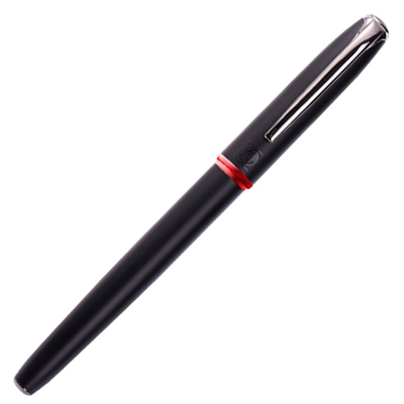Picasso Pimio Black Metal Fountain Pen Titanium Black EF/M/Bent Nib 0.38/0.6/1.0mm Matte Barrel Box Option Business Pen Set: Red Ring-One Pen / Extra Fine Nib