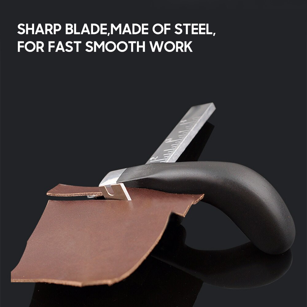 Leather Strap Cutter Hand Cutting Leather Tool Leather Strip Belt Cutter with Gauge Aluminium Handle for DIY Leathercraft