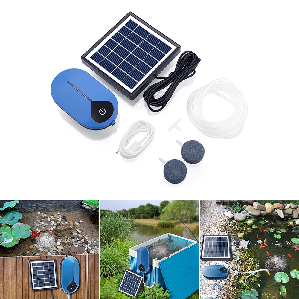4000mAh Solar Powered Pond Water Pump Garden Air Stone Oxygen Aerator Oxygenator for Outdoor Garden Bath Fish Tank
