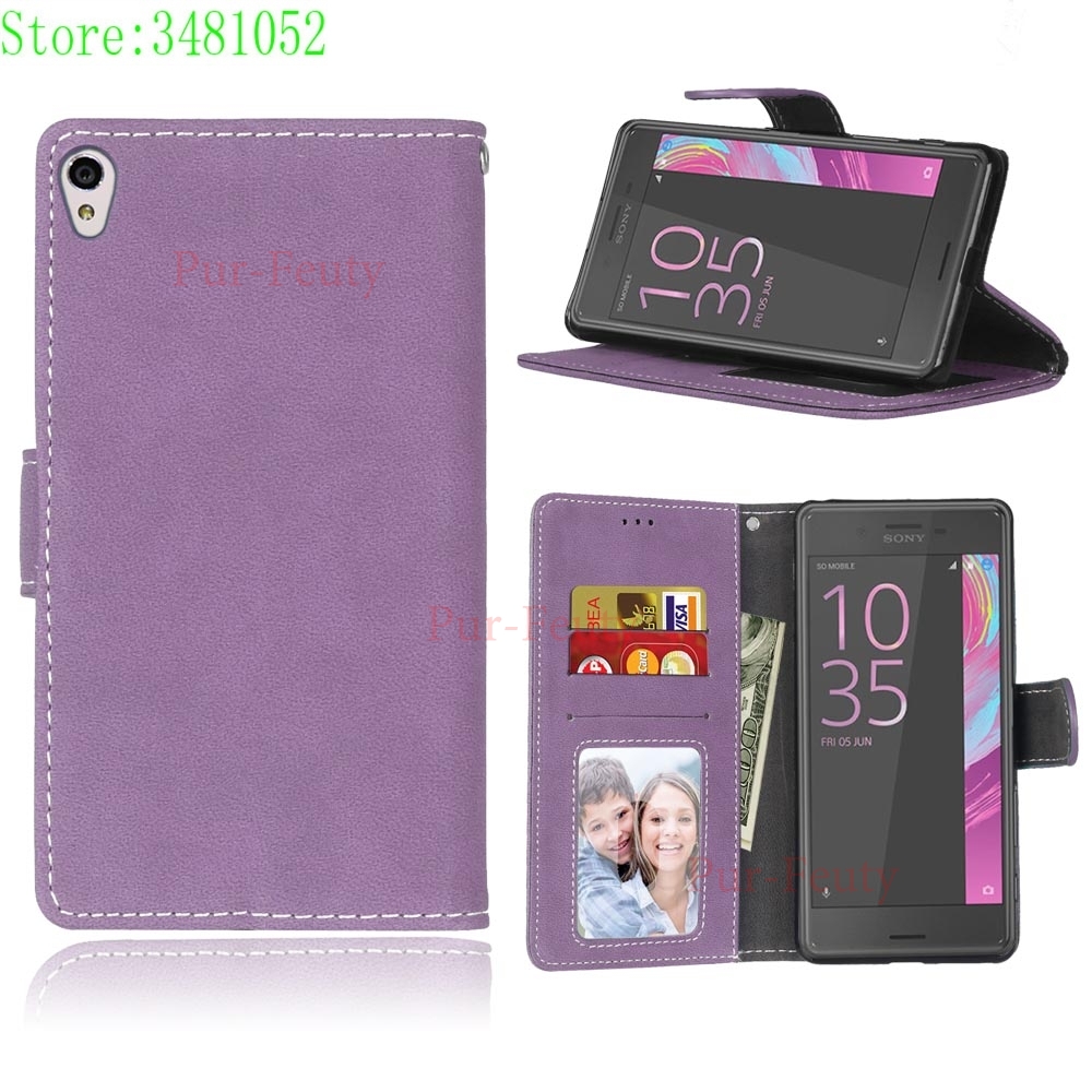 Flip Telefoon Case voor Sony Xperia XA LTE F3111 F3112 F3116 Retro Wallet Card Slot PU leather case voor Sony F 3111 3112 Phone bag: Purple