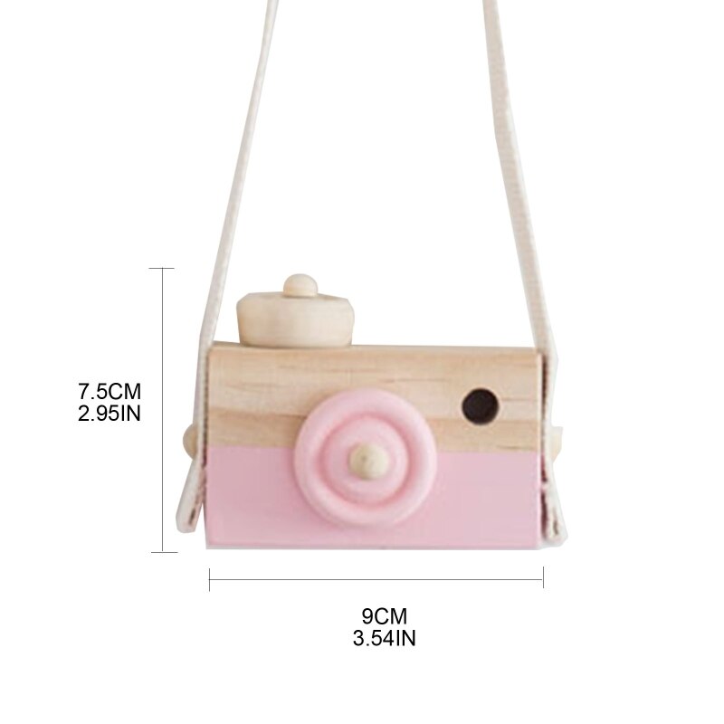 Pine Wooden Camera Mini Play Wooden Camera Toy Handmade Cute Wooden Camera Boys Girls Neck Hanging Camera Portable
