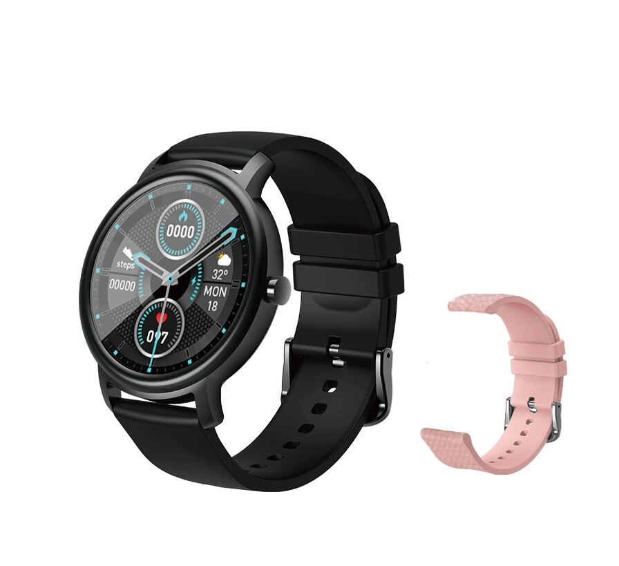 Mibro ar relógio inteligente android ios relógio de fitness ip68 à prova dip68 água bluetooth 5.0 monitor sono freqüência cardíaca rastreador smartwatch: Black Add Pink
