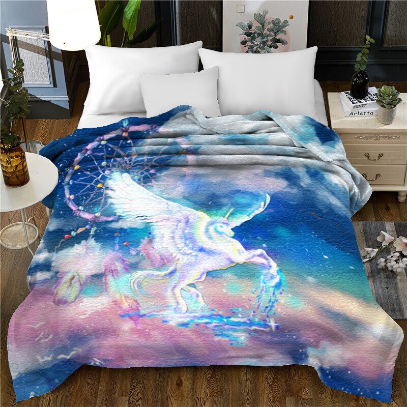 Heavenly horse Bed cover Cheap bedding sets Multicolour Home textile Blue sky and white wings Duvet Cover Quilt Bedspread