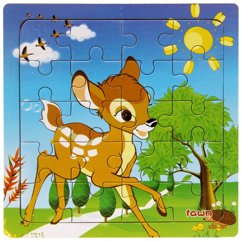 Kleine 3D Puzzle kinder 20 Stück von Holz Wald Tier Geschichte Puzzle Idiom Puzzle Pädagogisches Spielzeug: Grau