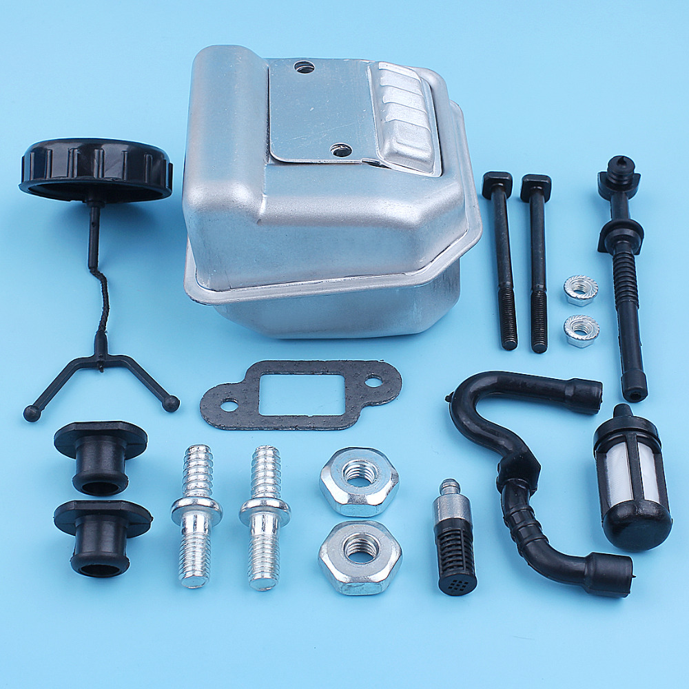 Schalldämpfer-auspuffschalldämpfer-set für stihl 018 ms180 017 ms170 ms 180 170 ms180c ms170c kettensägenstange, bolzenmutter, heizölfilterlinie