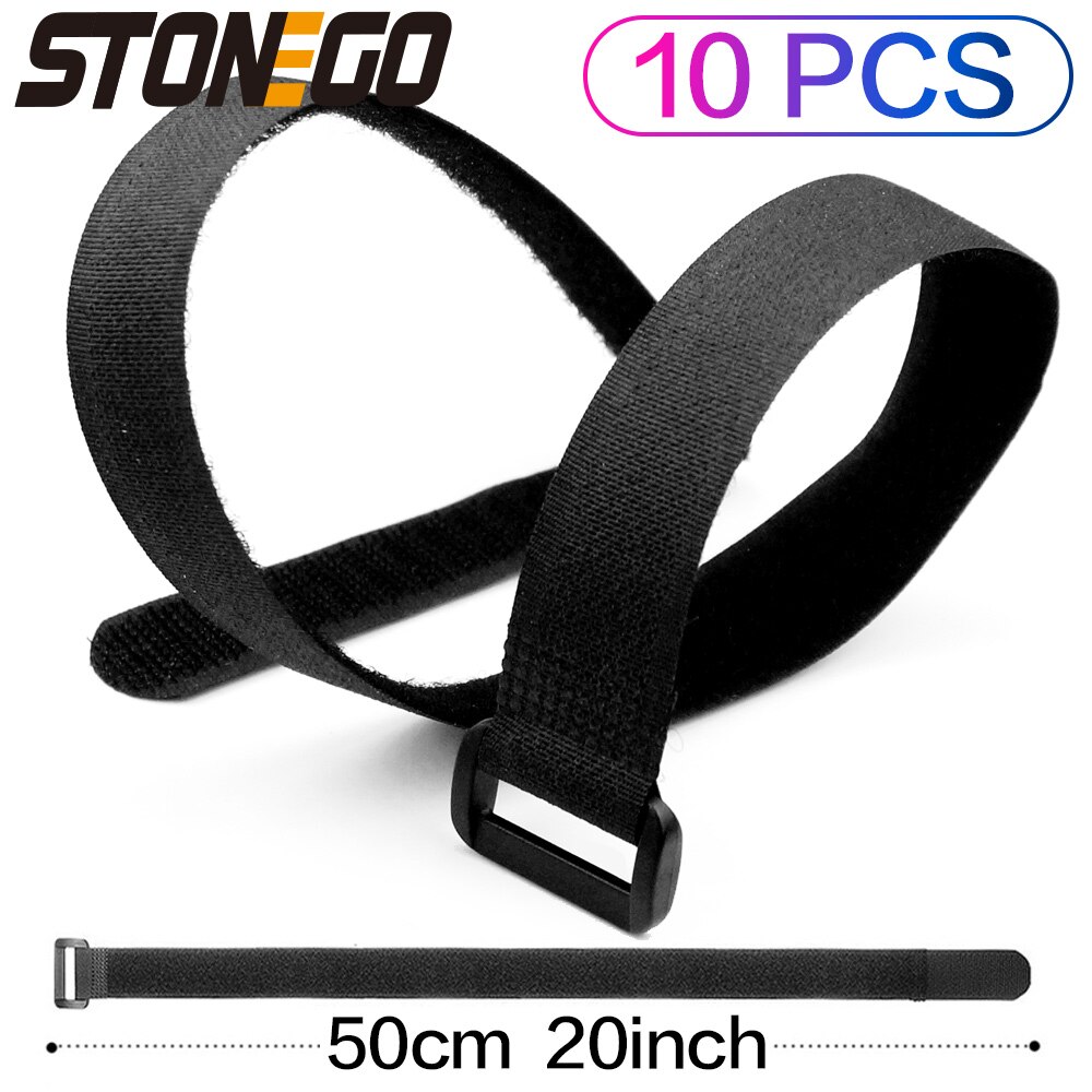 STONEGO 50cm wielokrotnego użytku zapięcie Organizer do kabli opaski zestaw zawiera regulowane wielofunkcyjne opaski nylonowe na rzepy