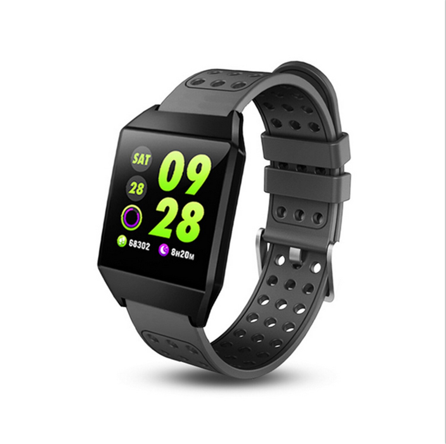 W1s smart watch 1.3 pouces mouvement étape imperméable message rappel Bracelet intelligent: Black