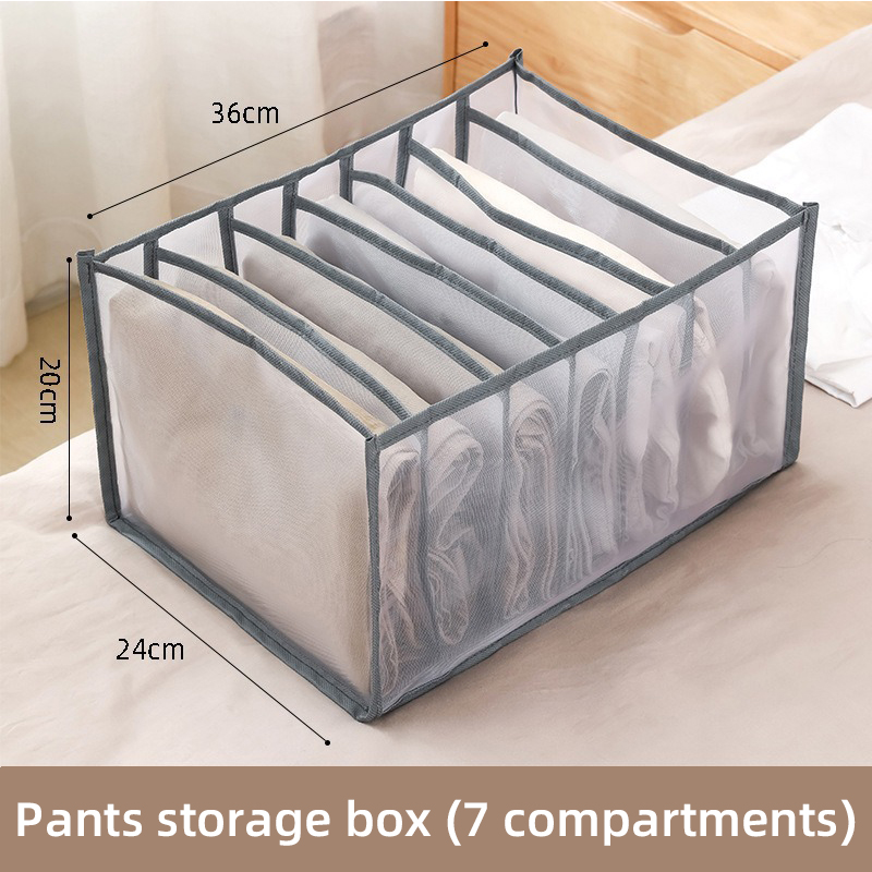 Jeans Organization Storage Box Closet Organizer For Underwear Clothing System Socks Pants Drawer Organizers Cabinet: Light Grey