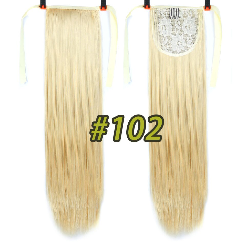 LUPU-peluca larga y Lisa para mujer, coleta de 22 pulgadas, extensiones de cabello sintético resistente a altas temperaturas, color negro Natural: 102