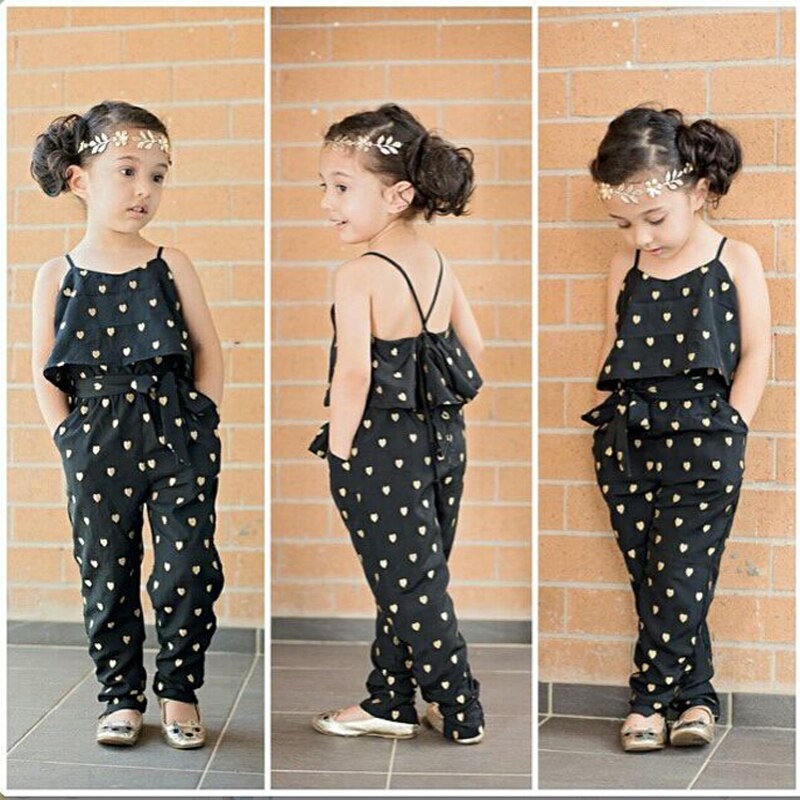 Mode Kinderen Meisjes Kleding Overalls Katoen Mouwloze Hartvormige Kleine Meisjes Romper Zomer Kinderkleding 2-7 jaar
