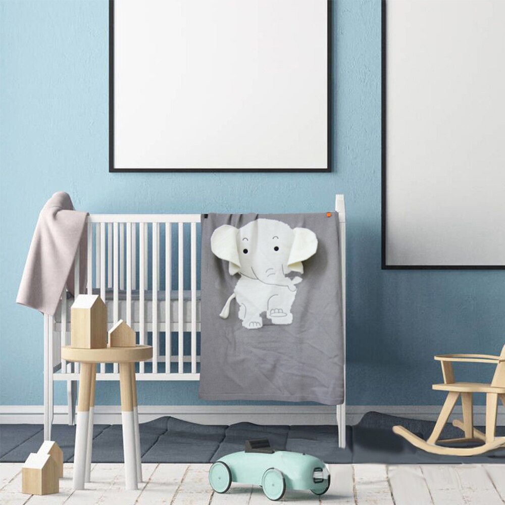 Elefant tæpper strikket nyfødt svøb klapvogn sengetøj wrap tegneserie infantil drenge piger modtager tæppe børn dyner
