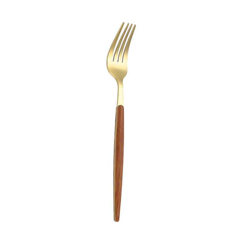 Roestvrij Staal Bestek Houten Handvat Servies Bestek Set Vork Mes Lepel Thee Lepel: Dinner fork
