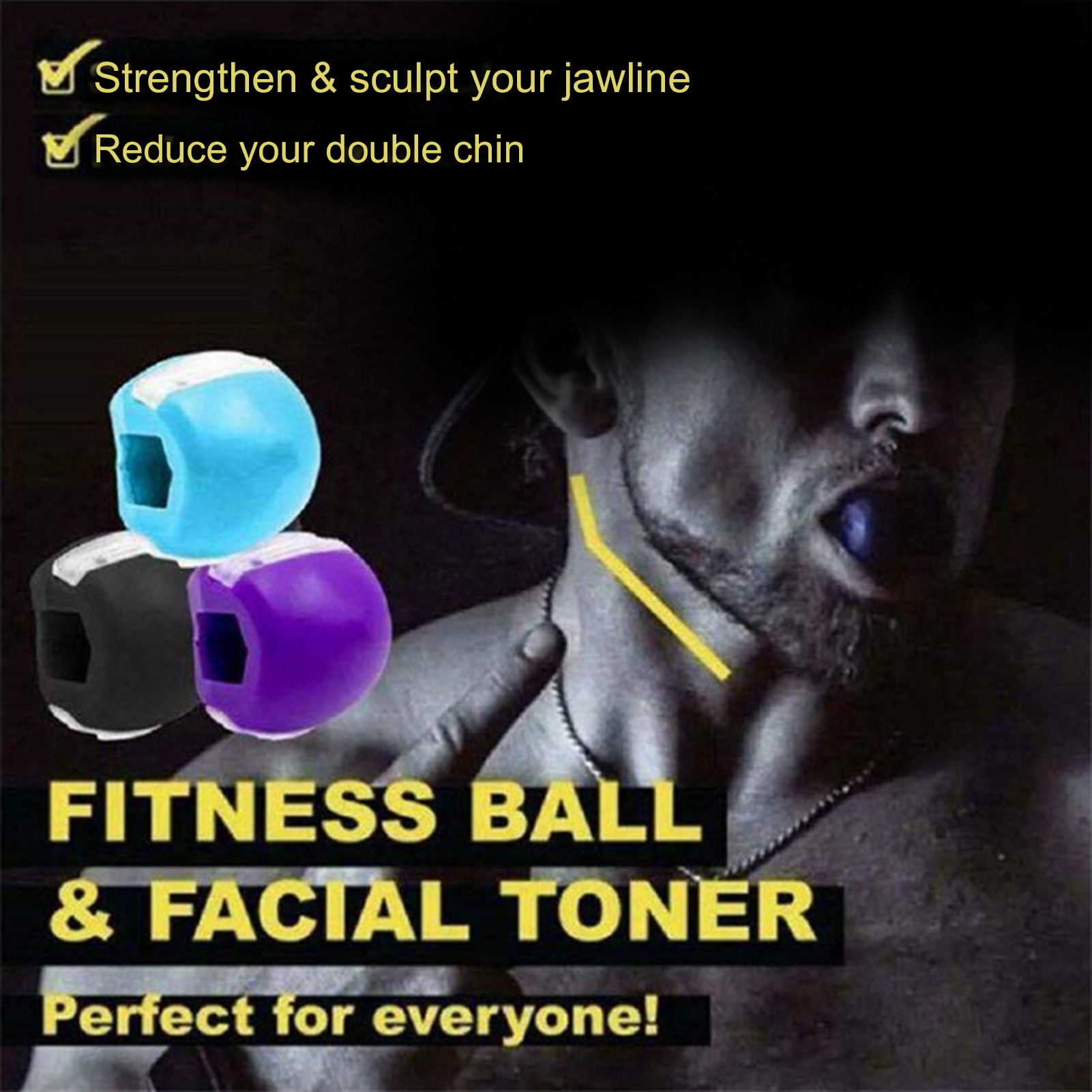 Face Masseter men facial pop n go mouth jawline Jawrsize Jaw Muscle Exerciser chew ball chew bite breaker training