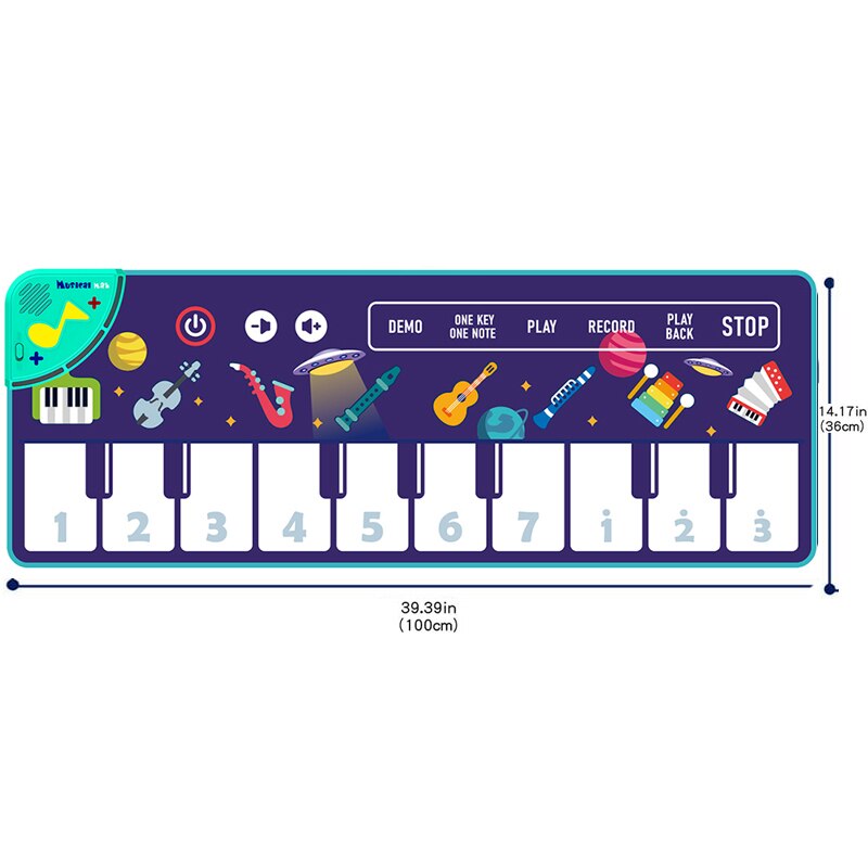 Tapis Musical de grande taille pour bébé, 7 Types, 100x36cm, son d&#39;animal, jeu de musique, Piano, Instrument, jouet, d&#39;éducation préscolaire des enfants: E 100x36cm