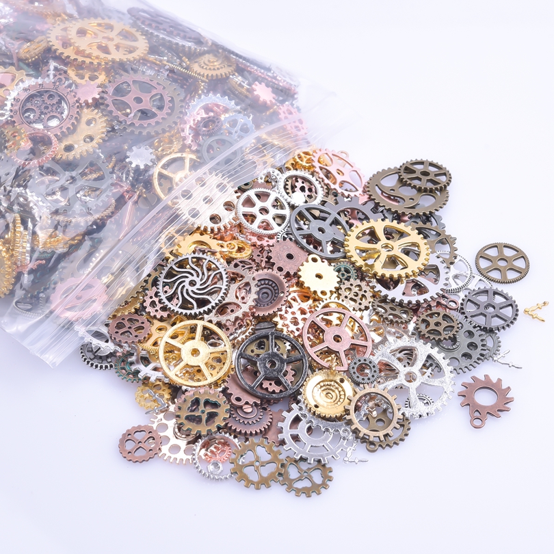 Vintage willekeurige klok Gear Charms soi Steampunk hanger voor hiphop kettingen collier sieraden maken accessoires bulk onderdelen