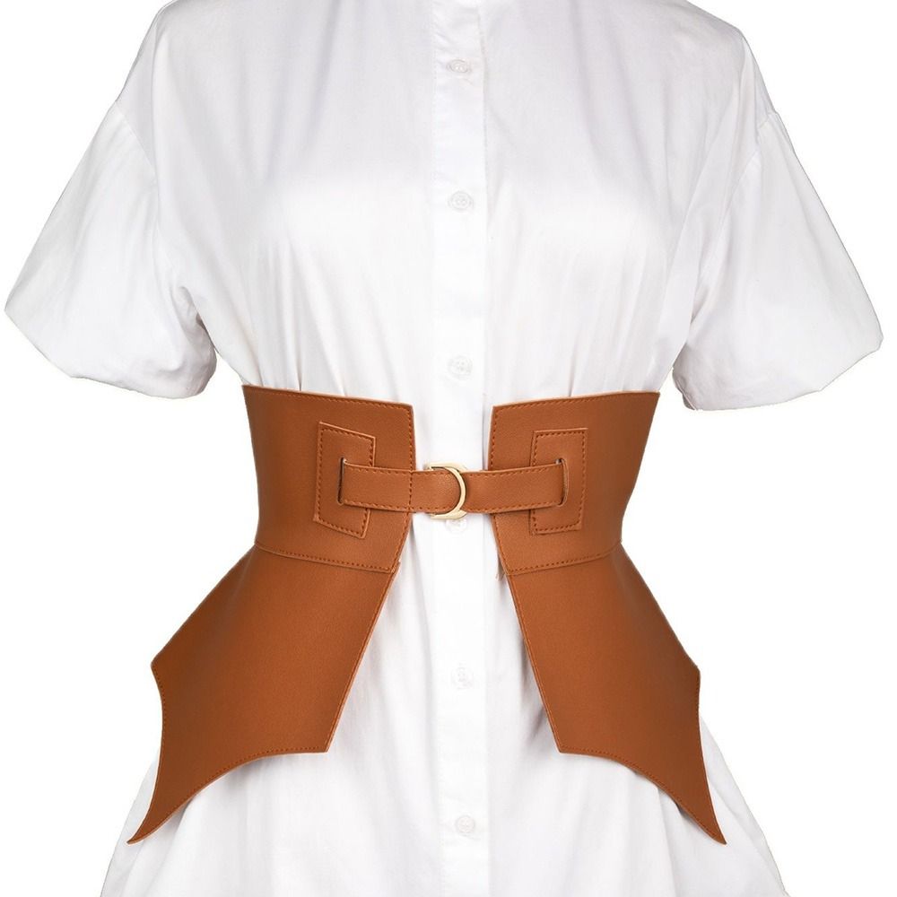 Cinturones irregulares de cuero Pu para mujer, falda larga y ancha de estilo Punk, abrigo de vestir, cinturilla elástica, corsé negro y marrón a la , 1 unidad