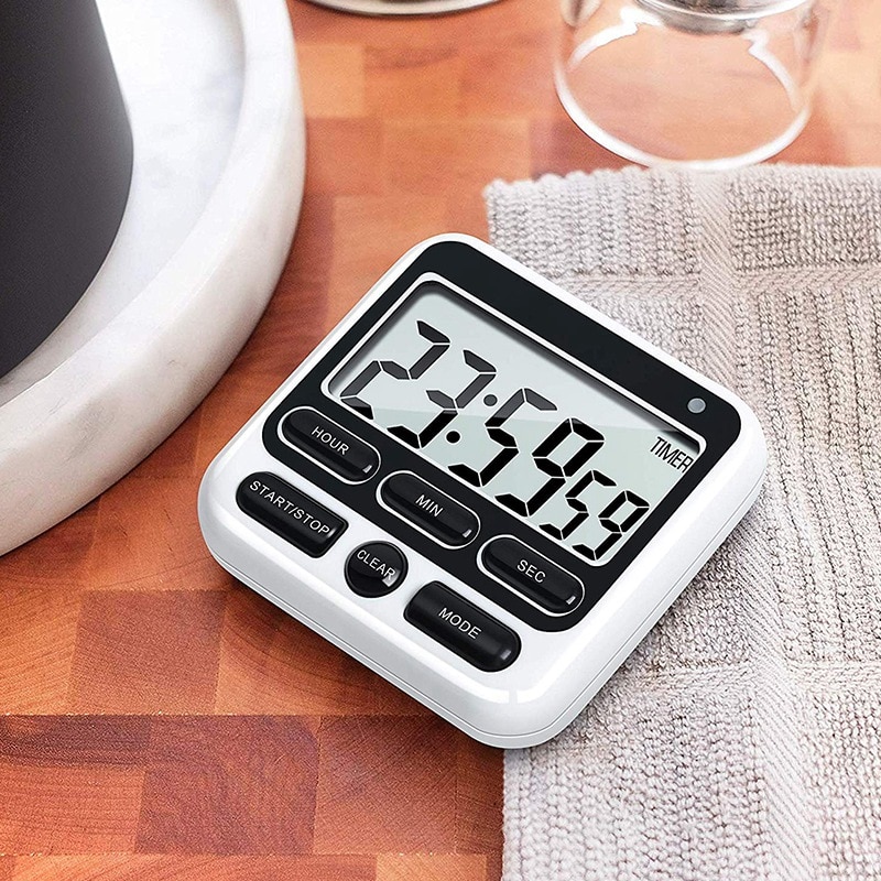 Digital Kitchen Timer with Mute/Loud Alarm Switch ON/OFF Switch, 12 Hour Clock & Alarm, Memory Function Count Up & Count Down fo: Default Title