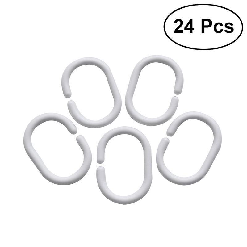 24 stk hvid plast badeforhæng kroge ringe c ringe bøjle bad draper loop clip glide: Default Title