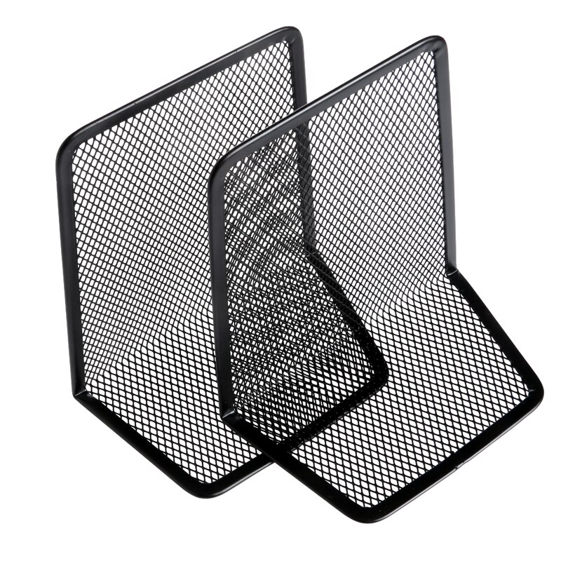 1 Pair Metal Mesh Desk Organizer Desktop Office Home Bookends Book Holder Black