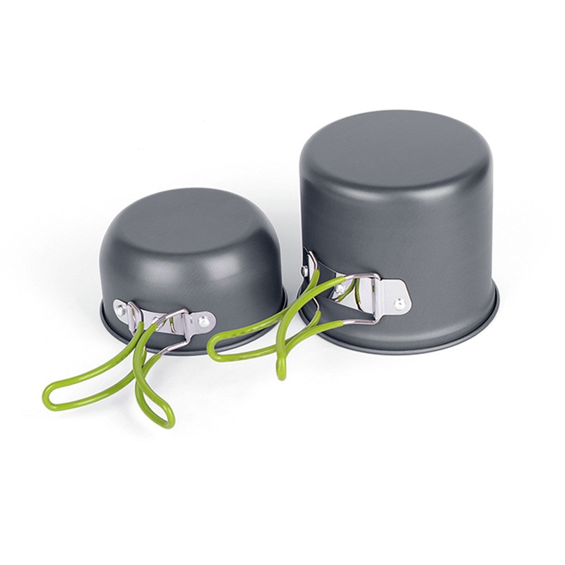 Mini Aluminum Alloy 0.62L/1.2L 2-Piece Set Portable Outdoor Cooker Pot 1-2 Person Travel Camping Pan With Color Box For