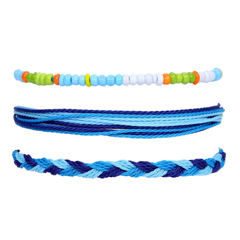 7 Stile Boho Hand-gemacht Bunte Multi-schicht Wasserdicht Wachs Linie Armbinde Frauen Sonnenschein Strand Surfen Schmuck Armbinde: Frau273