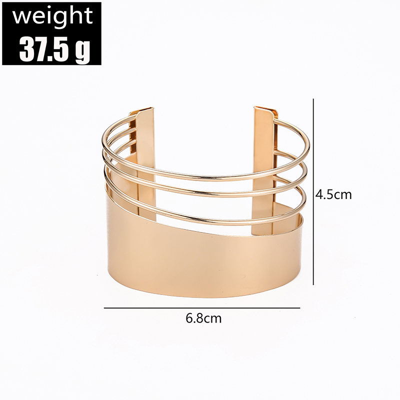Mentale Punk Hard Armband Voor Vrouwen Bohemian Gold Kleur Manchet Bangle Inheemse Open Brede Draad Statement Hand Party Sieraden