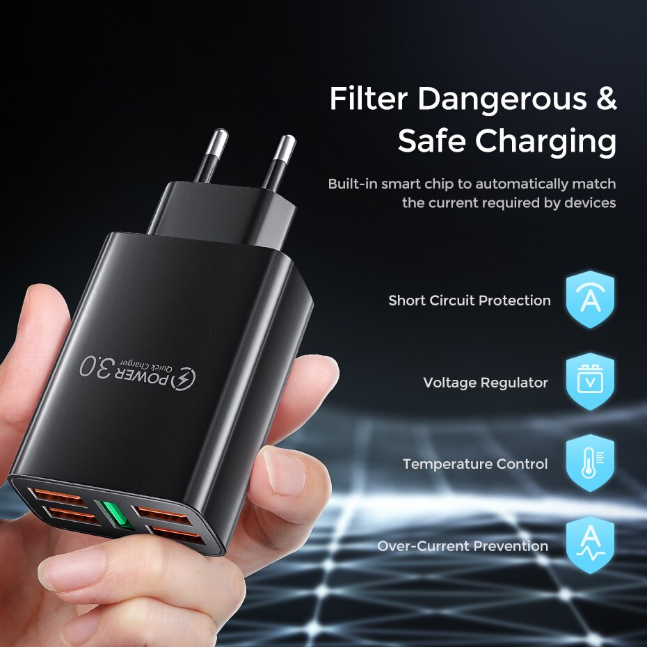 5 portów ładowarka USB szybkie ładowanie 3.0 4.0 48W szybkie ładowanie dla iPhone 13 12 Pro Max 11 Samsung Xiaomi Huawei ładowarki do telefonów ściennych