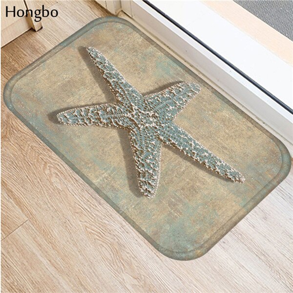 Hongbo halkskyddsmattor marint liv tryckmattor badrumsgolv kök sjöstjärna conch sjöhäst valsköldpadda mönstermattor: 26