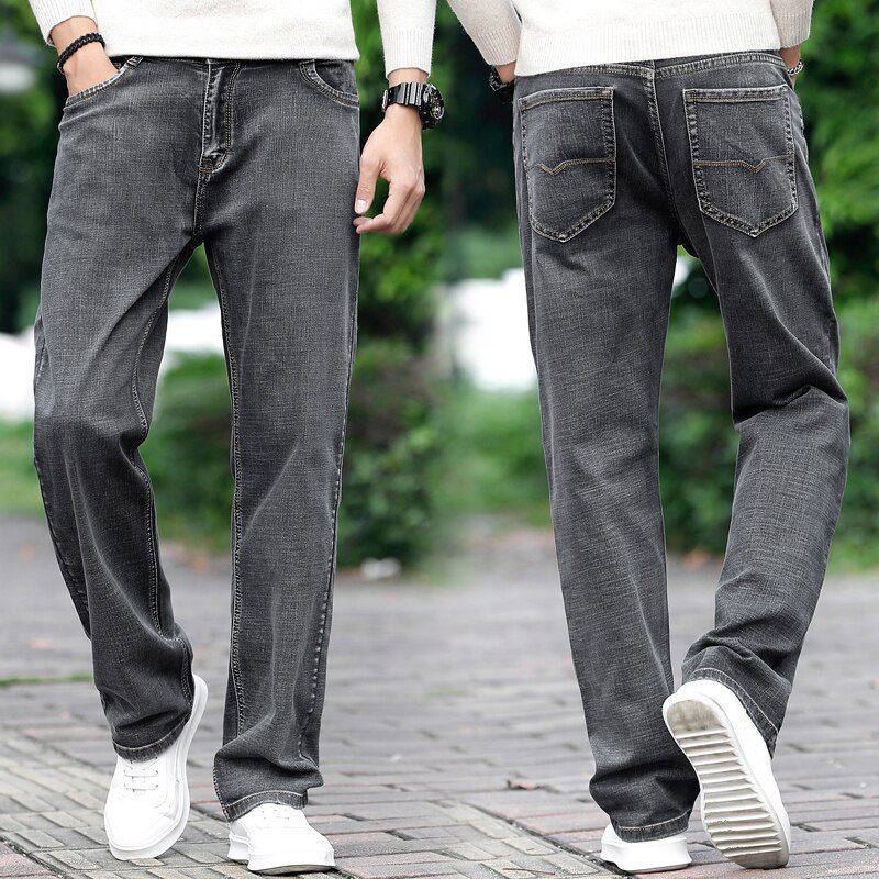 SULEE Autumn and Winter Men's Loose Jeans Casual Stretch Straight Denim Trousers Male Plus Size 40 42 44