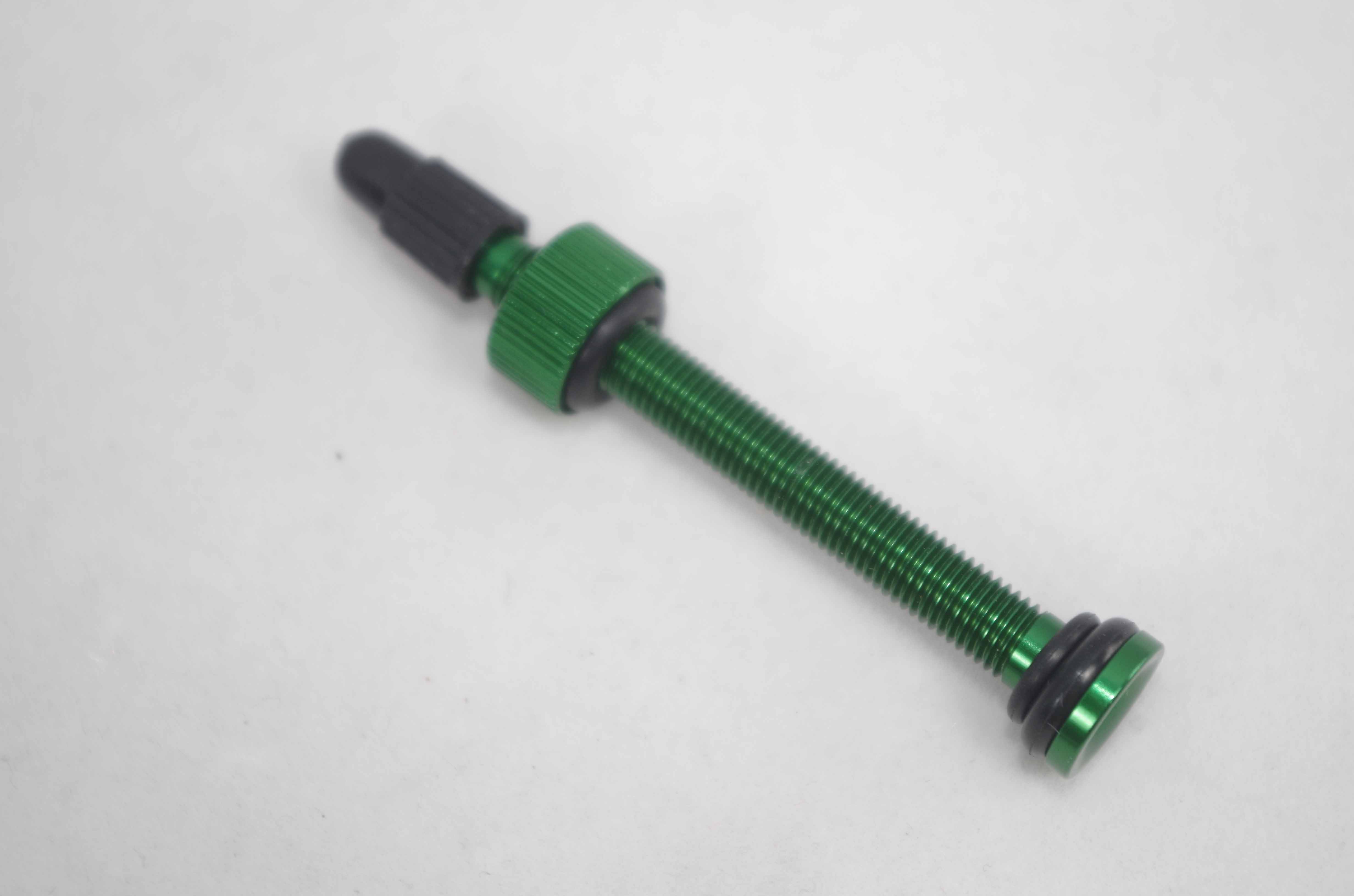 Deerobust-Válvula de aluminio Presta para bicicleta de carretera, sin tubos, rojo, verde, negro, morado, azul, dorado, naranja, 69mm de longitud + cinta: Green