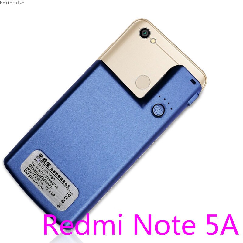 For Xiaomi Redmi Note 4 4XExternal battery charger case Portable power bank For Xiaomi Redmi Note 5 5A charging Cover Global: Redmi Note5A-Blue