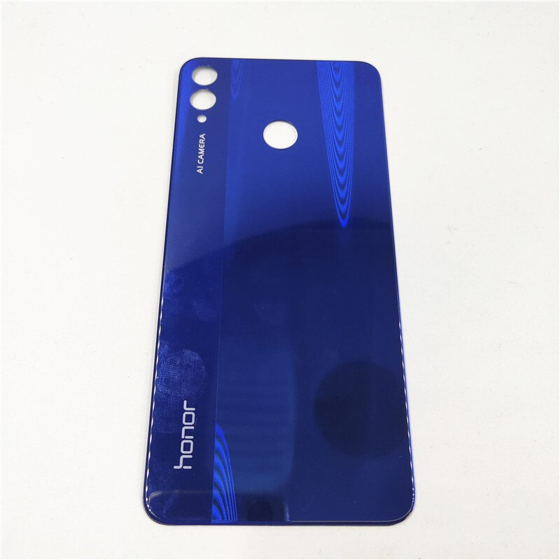 Boîtier de batterie arrière pour Huwei Honor 8X 8 X, panneau en verre avec autocollant adhésif de remplacement: Bleu