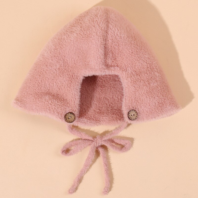Neue Plüsch Mütze Hütte Verdicken Warme Winter Einfarbig Frucht Grün Bogen frauen Hütte Hauben: Rosa