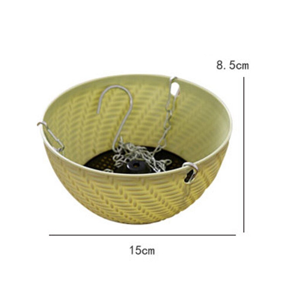 Hanging Baskets Rattan Woven Round Plastic Flower Pot Plant With Chain Houseplants Sky Planter Garden Balcony Decor