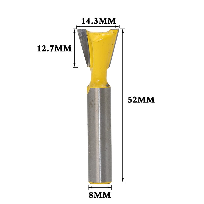 1pc 14 Degree 1/4" 3/8” 1/2“ 9/16 Dovetail Joint Router Bit set-8mm Shank Woodworking cutter Tenon Cutter for Woodworking Tools