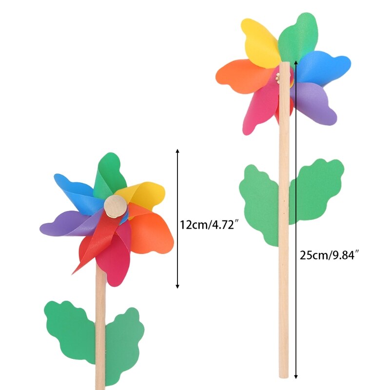 Træ vindmølle vind spinner pinwheels hjem haven have dekoration børn legetøj