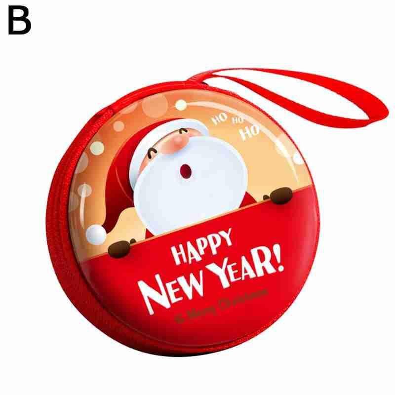 1pc Cartoon Tinplate Xmas Candy Bag Square Round Christmas Candy Bag Purse Year Navidad Tinplate Square Xmas Candy Bag: 10