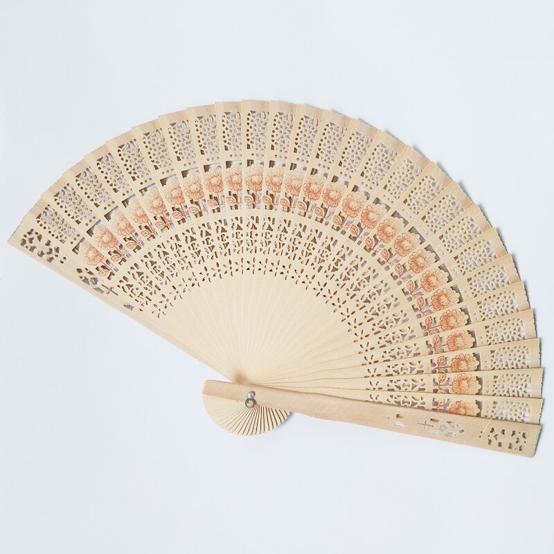 Chinese Wooden Hand fan Wedding Hand Fragrant Party Carved Bamboo Folding Fan Chinese Style Wooden Decorative Fans Dance Party