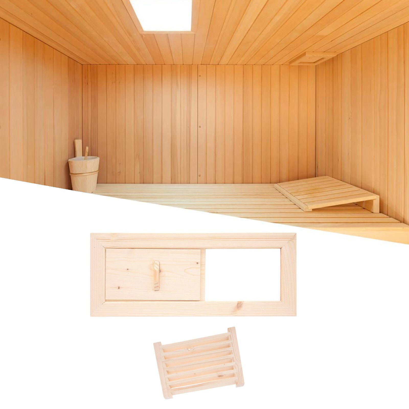 1Set Wooden Rectangle Air Vent With Blind Cover Sauna Grille Ventilation Steam Room Sauna Accessory