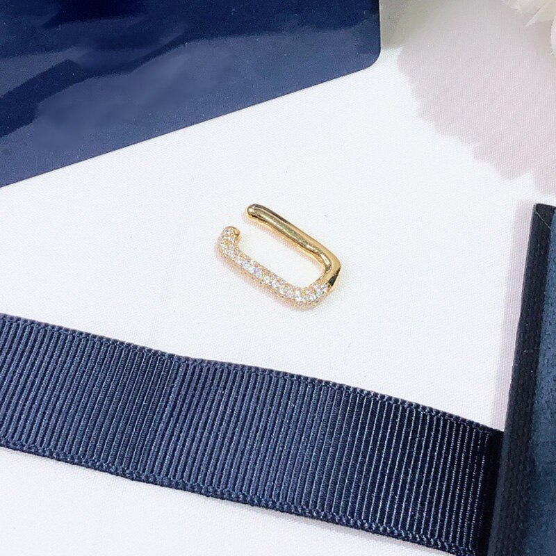 Brand Pure 925 Sterling Silver Jewelry For Women Single Earring Geomteric Gold Color Party Silver Cuff Earrings