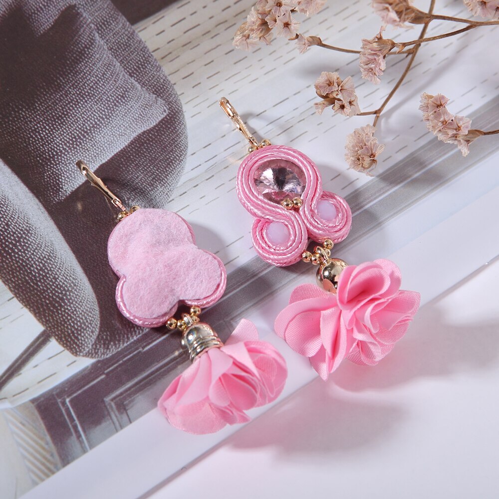 Kpacota farve soutache hængende øreringe håndlavede dangle øreringe smuk blomst etnisk gul pink smykker til kvinder