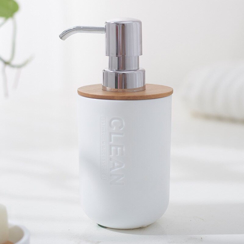 Lot de 5 brosses de toilette en bambou, ensemble de salle de bains, porte-brosse à dents, tasse porte-savon, conteneur distributeur d'émulsion, accessoires de salle de bains: Storage Bottle