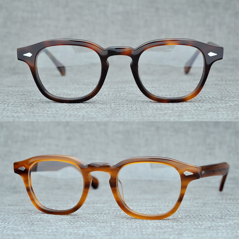 Round Handmade Acetate Frame Women Johnny Depp Glasses Men Brand Computer Goggles Optical Spectacle frame Demi Myopia