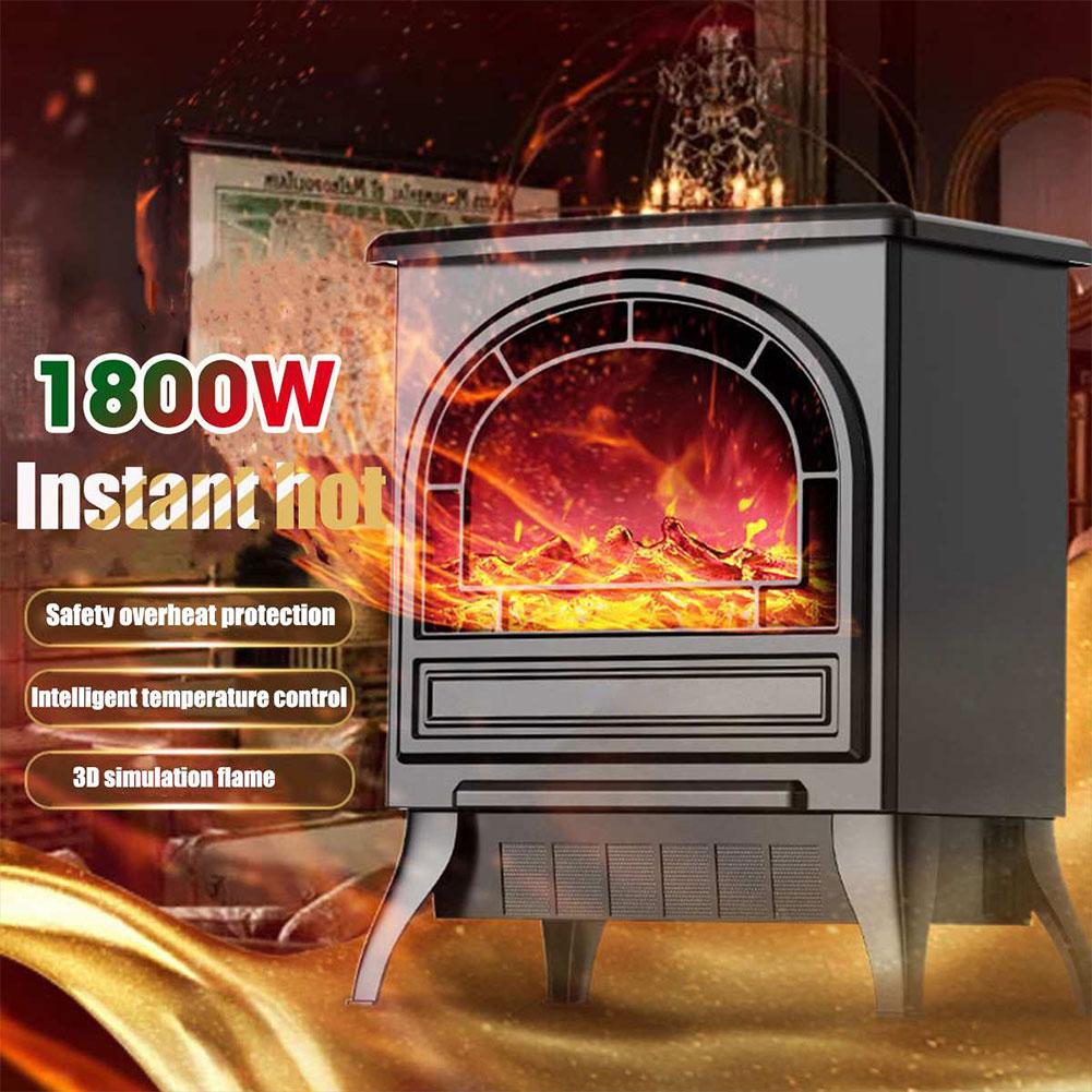 Chimenea eléctrica de 350mm x 222mm x 422mm, 1800W, calentador empotrado móvil para el hogar, simulación de llama 3D