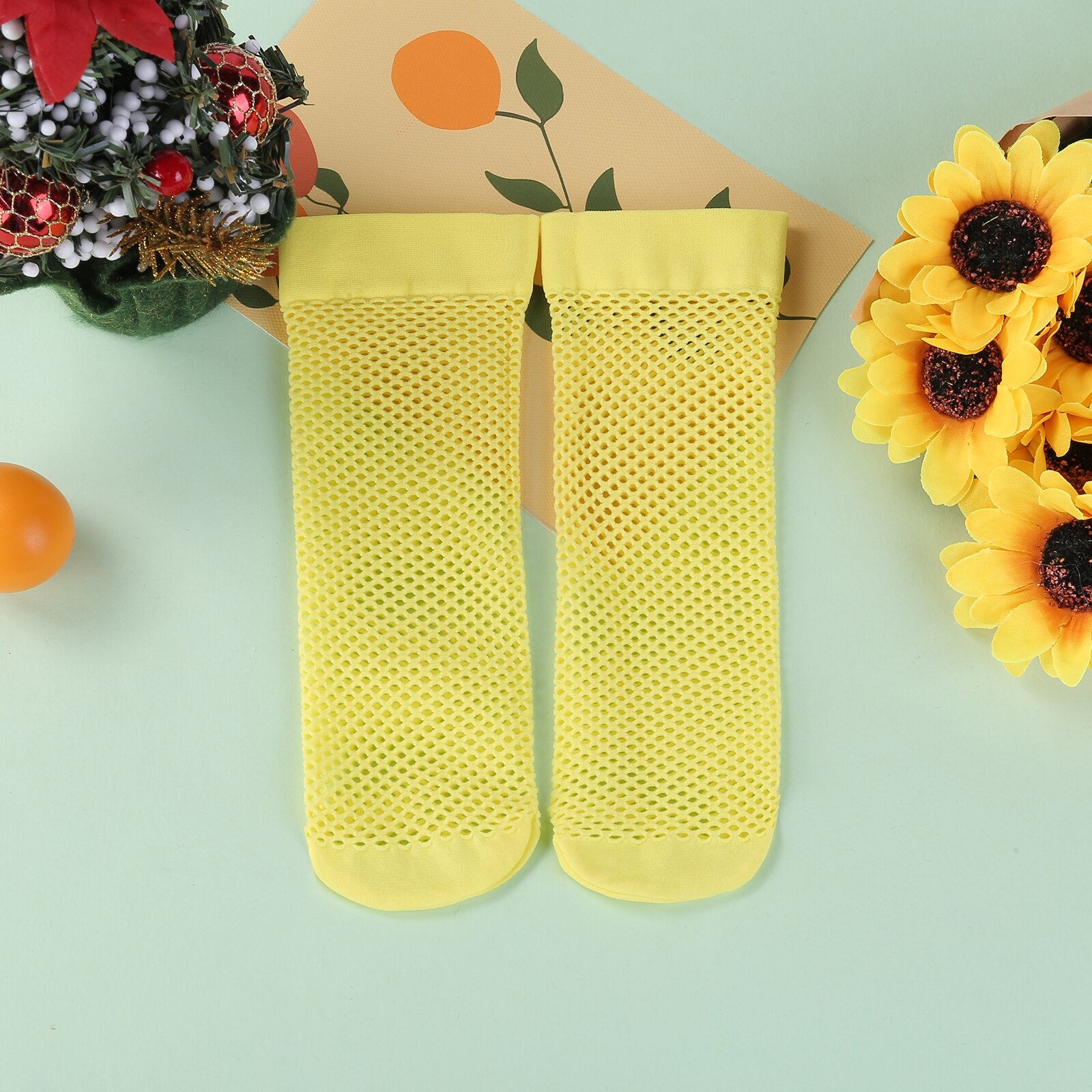 Citgeett Summer Kids Girls Stocking Solid Color Hollow Out Socks Long Socks for Spring Summer Suit 3-8Years